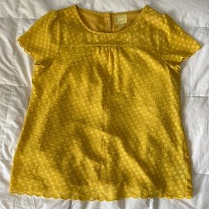 Maeve Anthropologie EUC Yellow Short Sleeve Dot Blouse 14 XL